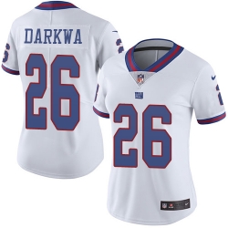 Women's New York Giants #26 Orleans Darkwa White Stitched NFL Limited Rush Jersey