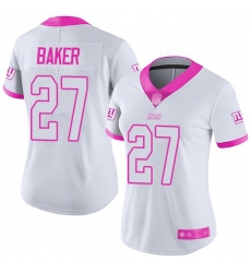 Women's New York Giants #27 Deandre Baker White Pink Stitched Football Limited Rush Fashion Jersey