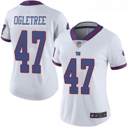 Women's New York Giants #47 Alec Ogletree White Stitched Football Limited Rush Jersey