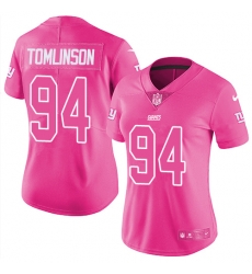 Women's New York Giants #94 Dalvin Tomlinson Pink Stitched NFL Limited Rush Fashion Jersey