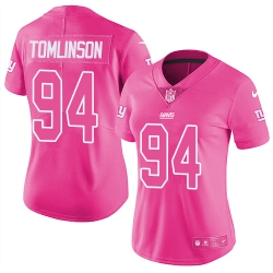 Women's New York Giants #94 Dalvin Tomlinson Pink Stitched NFL Limited Rush Fashion Jersey