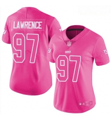 Women's New York Giants #97 Dexter Lawrence Pink Stitched Football Limited Rush Fashion Jersey