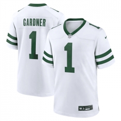 New York Jets 1 Ahmad Sauce Gardner White Throwback Player Stitched Game Jersey