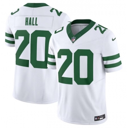 New York Jets 20 Breece Hall White 2023 F U S E Vapor Limited Throwback Stitched Football Jersey