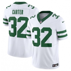 New York Jets 32 Michael Carter White 2023 F U S E Vapor Limited Throwback Stitched Football Jersey