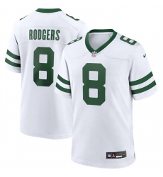 New York Jets 8 Aaron Rodgers White Throwback Player Stitched Game Jersey New York Jets 8 Aaron Rodgers White Throwback Player Stitched Game Jersey