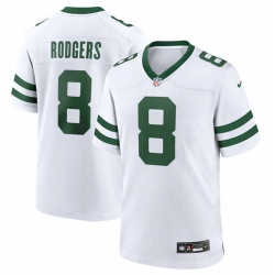 New York Jets 8 Aaron Rodgers White Throwback Player Stitched Game Jersey