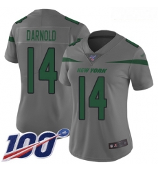 Women's New York Jets #14 Sam Darnold Gray Stitched Football Limited Inverted Legend 100th Season Jersey
