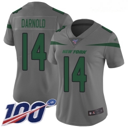 Women's New York Jets #14 Sam Darnold Gray Stitched Football Limited Inverted Legend 100th Season Jersey