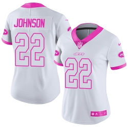 Women's New York Jets #22 Trumaine Johnson White Pink Stitched NFL Limited Rush Fashion Jersey