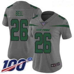 Women's New York Jets #26 Le'Veon Bell Gray Stitched Football Limited Inverted Legend 100th Season Jersey