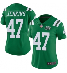 Women's New York Jets #47 Jordan Jenkins Green Stitched NFL Limited Rush Jersey