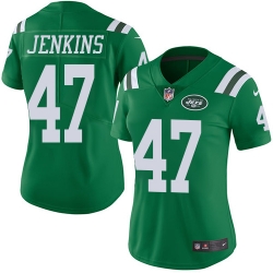 Women's New York Jets #47 Jordan Jenkins Green Stitched NFL Limited Rush Jersey