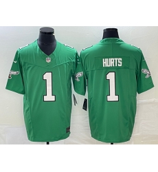 Philadelphia Eagles #1 Jalen Hurts Green 2023 FUSE Vapor Limited Throwback Stitched Jersey