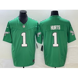 Philadelphia Eagles #1 Jalen Hurts Green 2023 FUSE Vapor Limited Throwback Stitched Jersey