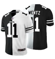 Philadelphia Eagles 11 Carson Wentz Black And White Split Vapor Untouchable Limited Jersey