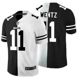 Philadelphia Eagles 11 Carson Wentz Black And White Split Vapor Untouchable Limited Jersey