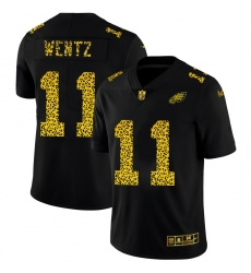 Philadelphia Eagles 11 Carson Wentz Black Leopard Print Fashion Vapor Limited NFL Jersey