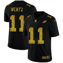 Philadelphia Eagles 11 Carson Wentz Black Leopard Print Fashion Vapor Limited NFL Jersey