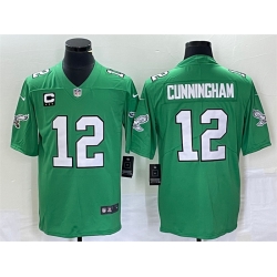 Philadelphia Eagles 12 Randall Cunningham Green With C Patch Stitched Football Jersey