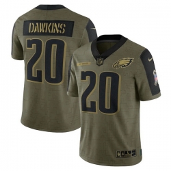 Philadelphia Eagles 20 Brian Dawkins Olive 2021 Salute To Service Retired Player Limited Jersey