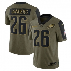 Philadelphia Eagles 26 Miles Sanders Olive 2021 Salute To Service Limited Player Jersey