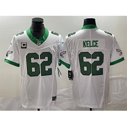 Philadelphia Eagles 62 Jason Kelce White 2023 F U S E With C Patch Vapor Untouchable Stitched Football Jersey