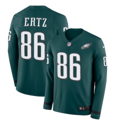 Philadelphia Eagles #86 Zach Ertz Midnight Green Team Color Stitched NFL Limited Therma Long Sleeve Jersey