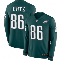 Philadelphia Eagles #86 Zach Ertz Midnight Green Team Color Stitched NFL Limited Therma Long Sleeve Jersey