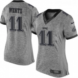 Women's Philadelphia Eagles 11 Carson Wentz Limited Gray Gridiron NFL Jersey