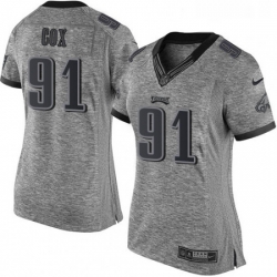 Women's Philadelphia Eagles 91 Fletcher Cox Limited Gray Gridiron NFL Jersey