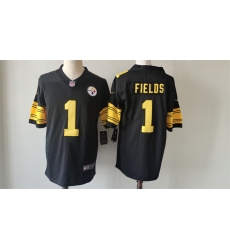 Pittsburgh Steelers 1 Justin Fields Black Color Rush Limited Stitched Jersey