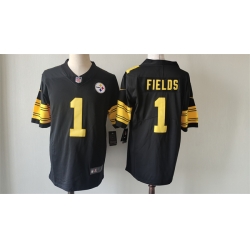 Pittsburgh Steelers 1 Justin Fields Black Color Rush Limited Stitched Jersey