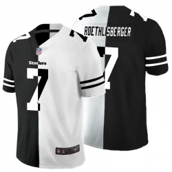 Pittsburgh Steelers 7 Ben Roethlisberger Black And White Split Vapor Untouchable Limited Jersey