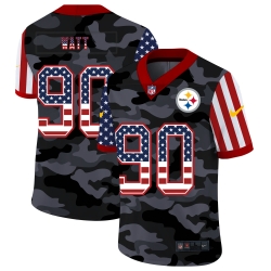 Pittsburgh Steelers 90 T J Watt Camo 2020 USA Flag Salute To Service Limited Jersey