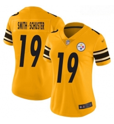 Women's Pittsburgh Steelers #19 JuJu Smith Schuster Gold Stitched Football Limited Inverted Legend Jersey