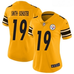 Women's Pittsburgh Steelers #19 JuJu Smith Schuster Gold Stitched Football Limited Inverted Legend Jersey