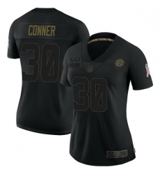 Women's Pittsburgh Steelers 30 James Conner Black Limited 2020 Salute To Service Jersey