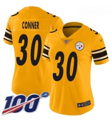 Women's Pittsburgh Steelers #30 James Conner Gold Stitched Football Limited Inverted Legend 100th Season Jersey