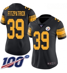 Women's Pittsburgh Steelers #39 Minkah Fitzpatrick Black Stitched Football Limited Rush 100th Season Jersey