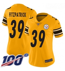 Women's Pittsburgh Steelers #39 Minkah Fitzpatrick Gold Stitched Football Limited Inverted Legend 100th Season Jersey