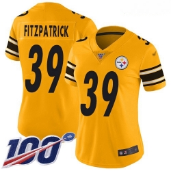 Women's Pittsburgh Steelers #39 Minkah Fitzpatrick Gold Stitched Football Limited Inverted Legend 100th Season Jersey