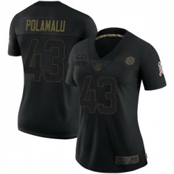 Women's Pittsburgh Steelers 43 Troy Polamalu Black Limited 2020 Salute To Service Jersey