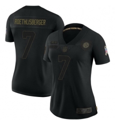 Women's Pittsburgh Steelers 7 Ben Roethlisberger Black Limited 2020 Salute To Service Jersey