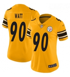 Women's Pittsburgh Steelers #90 T.J. Watt Gold Stitched Football Limited Inverted Legend Jersey