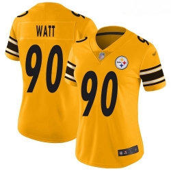 Women's Pittsburgh Steelers #90 T.J. Watt Gold Stitched Football Limited Inverted Legend Jersey