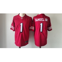 San Francisco 49ers 1 Deebo Samuel Red Vapor Untouchable Limited Stitched Football Jersey