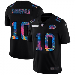 San Francisco 49ers 10 Jimmy Garoppolo Multi Color Black 2020 NFL Crucial Catch Vapor Untouchable Limited Jersey
