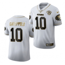 San Francisco 49ers 10 Jimmy Garoppolo White Gold 75th Anniversary Stitched Jersey