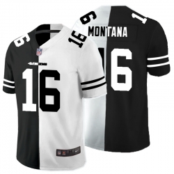 San Francisco 49ers 16 Joe Montana Black And White Split Vapor Untouchable Limited Jersey